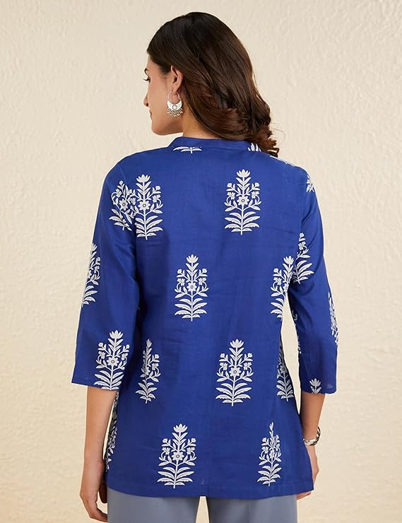 Women's Cotton Printed A-line Short Kurti