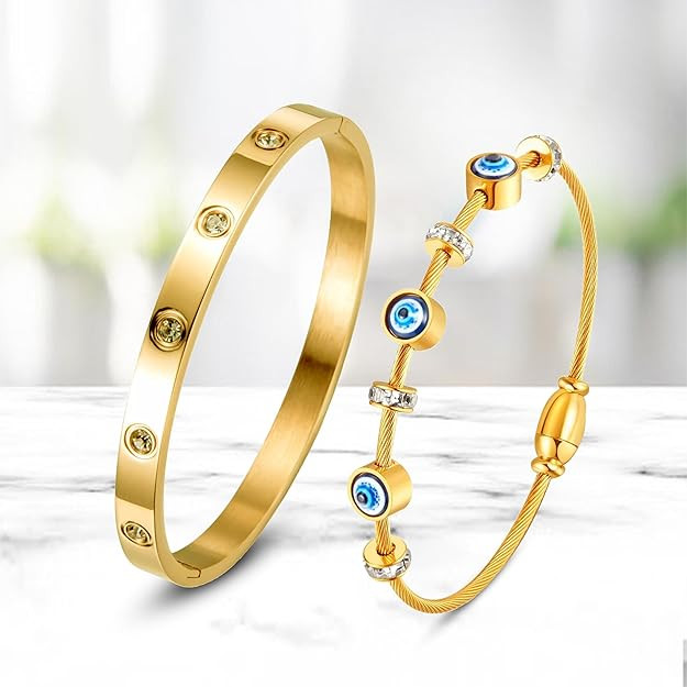 Anti Tarnish Bracelet for girls 2 rose gold Kada