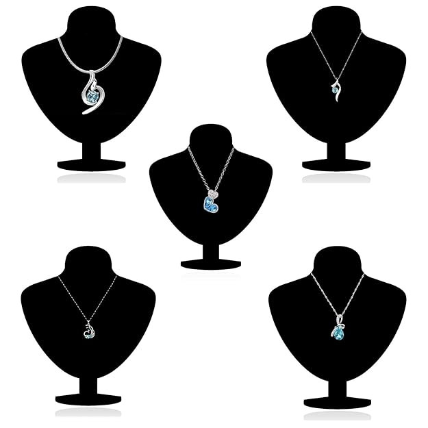 Rhodium Plated Crystal Jewellery Combo Of 5 Designer Pendant
