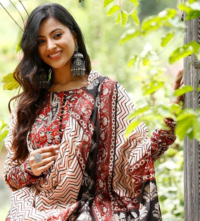 Printed Anarkali Kurta and Pant Set with Dupatta
