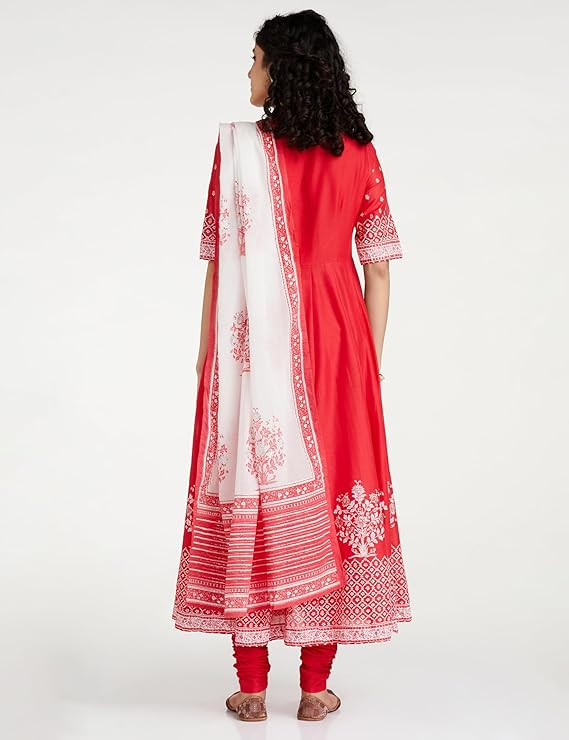 Anarkali Printed Kurta Churidar Suit Set