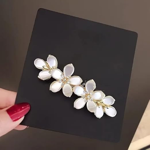 Elegant Vintage-Inspired Faux & Rhinestone Flower Hair Clip
