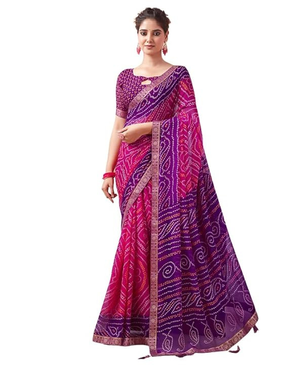 Bandhani Printed Chiffon Saree with Blouse