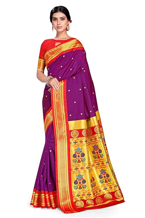 Women's Paithani Soft Silk Kadiyal Maharani Saree