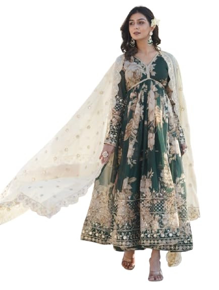Havy Silk Printed Anarkali Kurta Set for Women