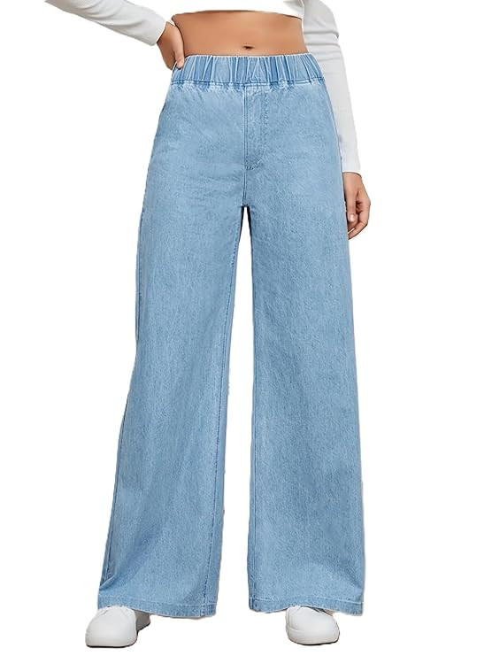 Women's Stretch Denim Wide Leg Jeans