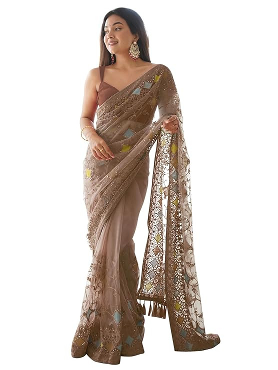 Women's Net Woven Design Saree