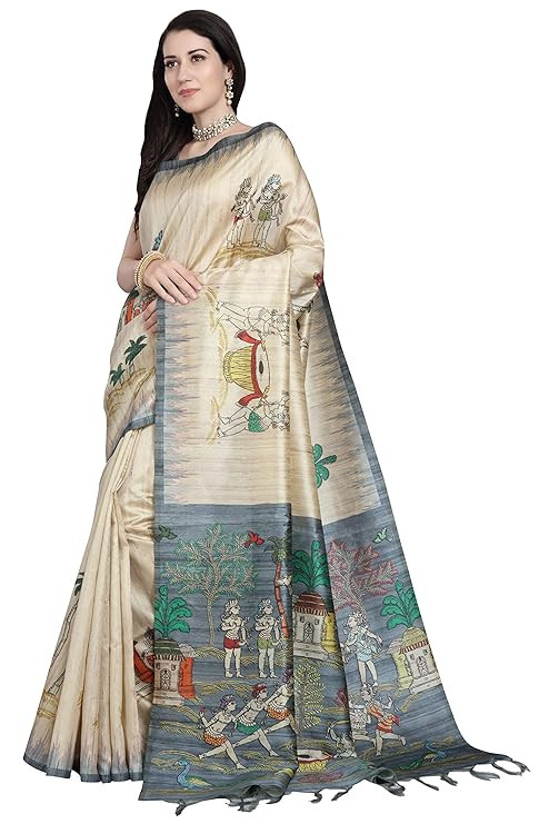 Women's Printed Art Tussar Silk Bhagalpuri Saree