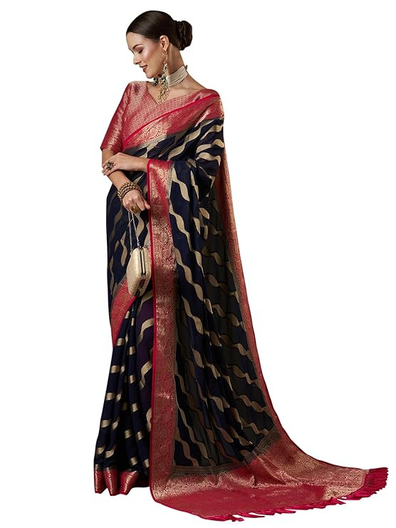 Women's Woven Design Ethnic Motif Georgette Kanjeevaram Saree