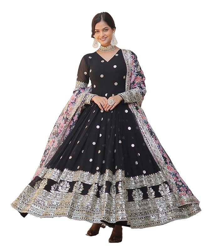 Gergette Embroidered Long Anarkali