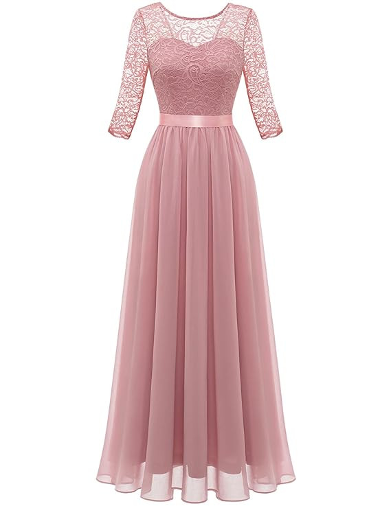 Women's Prom Dress Elegant Long Sleeve Formal Dress Vintage Cocktail Party Maxi Dress