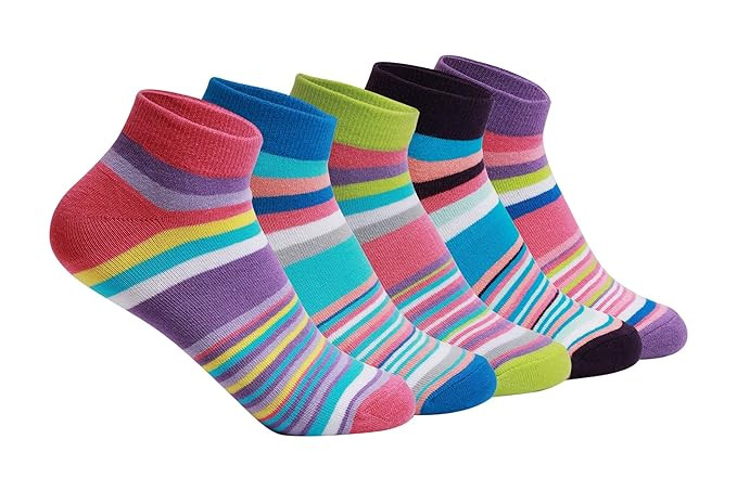 Ankle Socks for Women Made With Premium Cotton. Stylish Striped Design with Extra Softness, Anti Odour & Anti Bacterial - Free Size, Multicolor