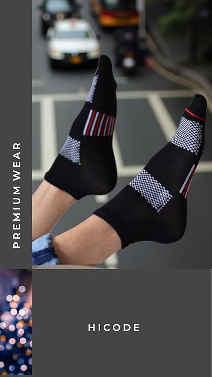 HICODE Men's Athletic ankle Socks, 12 Pairs, Black Grey Navy,