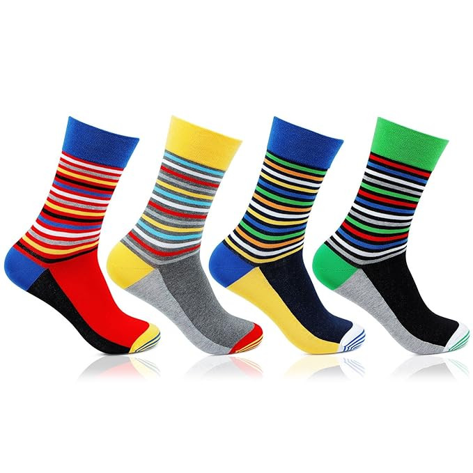 Bonjour Men's Cotton Ankle Length Bold Striped Design 4 Pair Of Socks (Assorted)