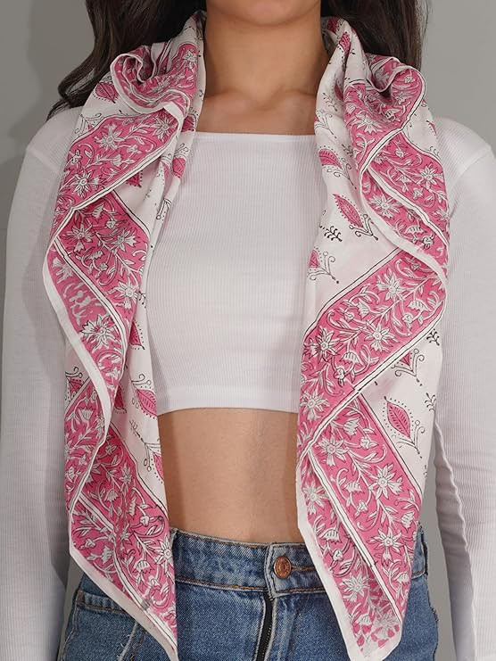 Moda Chales Pink Floral handblock Printed