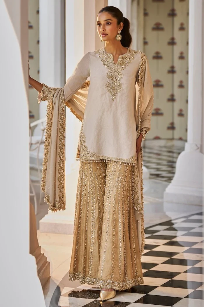 Sarasvi Gota Patti Silk Lehenga Set - Pink