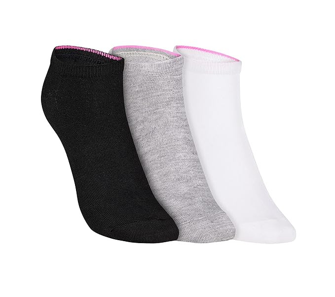 Skechers Women Polyester 3Pk Non Terry No Show Socks (S20006Id-Wbgy_M), Assorted