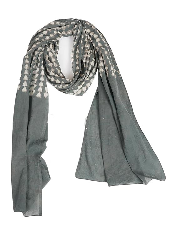 tore STYLE SHOES Stole/Scarf For Female Colour- Grey Soft Cotton Blend Ethnic Printed Pattern Scarves